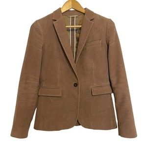 Massimo Dutti Women Blazer Camel Tan Italian Fabric Viscose One Button sz 6